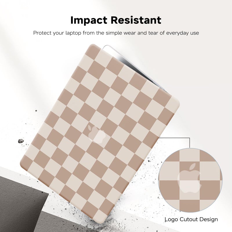 BYCeKe Compatible with MacBook Air 13 inch Case 2022 2021-2018 M1 A2337 A2179 A1932  MacBook Air M1 Case  Checkered Textured Plastic Hard Shell Case & Keyboard Cover for Mac Air 13  Checkerd Neutral - Image 4